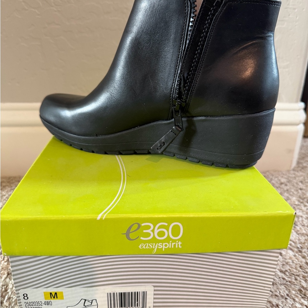 Easy Spirit Black Leather Wedge Boots